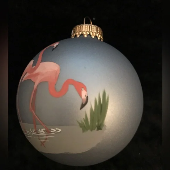 Marcia Poling hand painted flamingo ornament - Picture 3 of 4